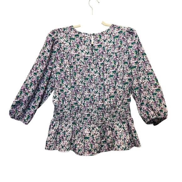 Pleione Blouse NWT Women’s Medium Smocked Floral Puff Sleeve Boho CottageCore - Picture 2 of 10